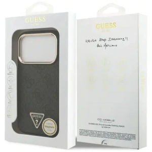 Etui Guess 4G Triangle Logo MagSafe do Apple iPhone 17 Pro czarny złoty