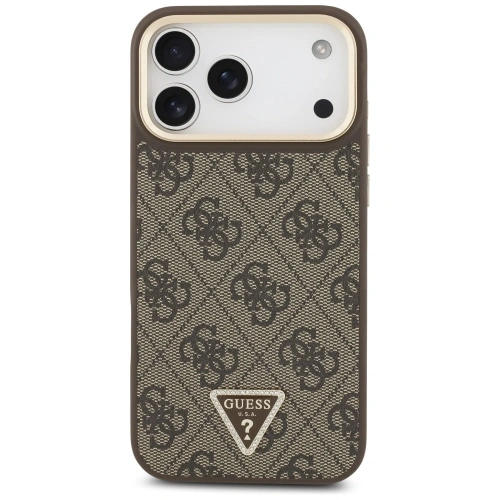Etui Guess 4G Triangle Logo MagSafe do Apple iPhone 17 Pro Max brązowy złoty