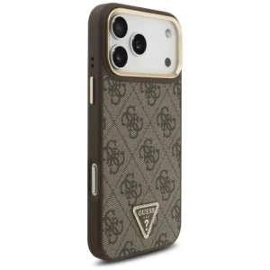 Etui Guess 4G Triangle Logo MagSafe do Apple iPhone 17 Pro Max brązowy złoty