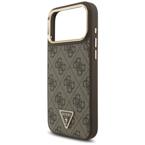 Etui Guess 4G Triangle Logo MagSafe do Apple iPhone 17 Pro Max brązowy złoty
