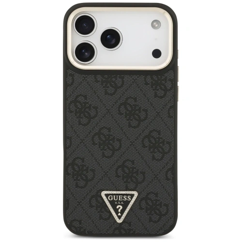 Etui Guess 4G Triangle Logo MagSafe do Apple iPhone 17 Pro Max czarny złoty