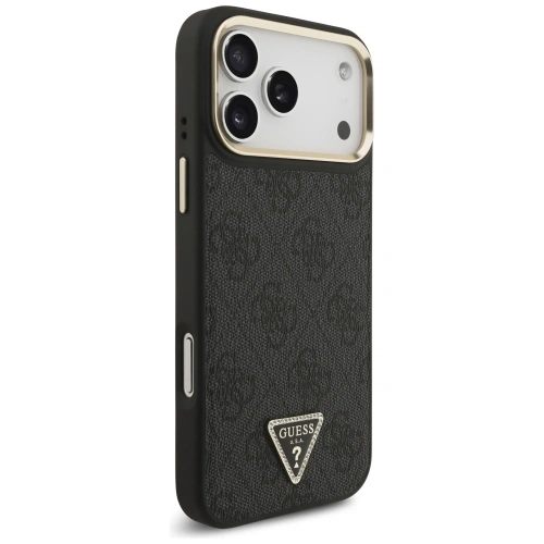 Etui Guess 4G Triangle Logo MagSafe do Apple iPhone 17 Pro Max czarny złoty