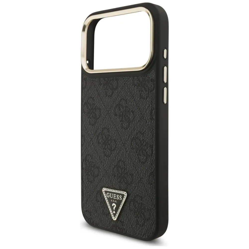 Etui Guess 4G Triangle Logo MagSafe do Apple iPhone 17 Pro Max czarny złoty