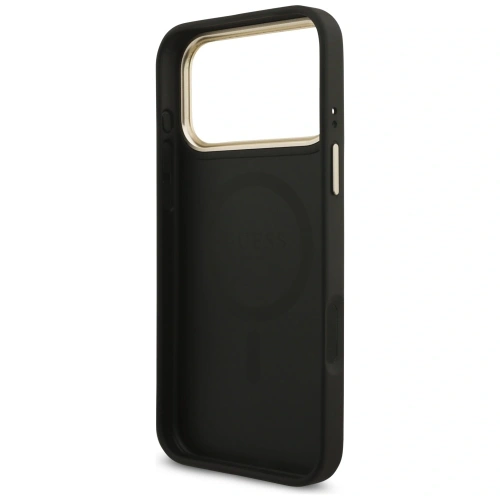 Etui Guess 4G Triangle Logo MagSafe do Apple iPhone 17 Pro Max czarny złoty