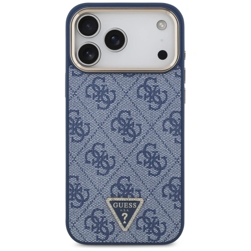 Etui Guess 4G Triangle Logo MagSafe do Apple iPhone 17 Pro Max niebieski złoty