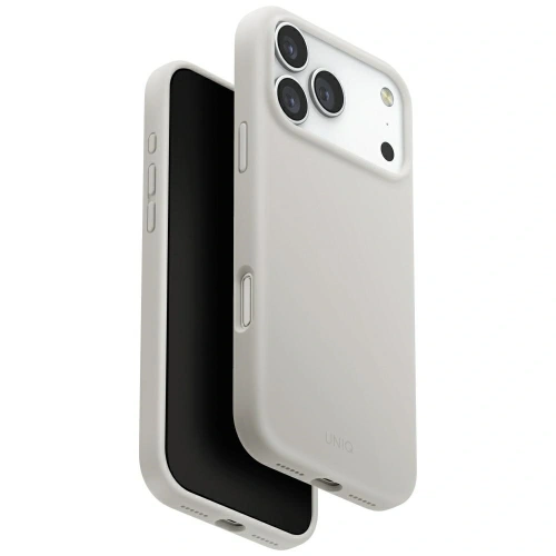 Etui UNIQ Lino do Apple iPhone 17 Pro Max Magclick Charging jasno szary