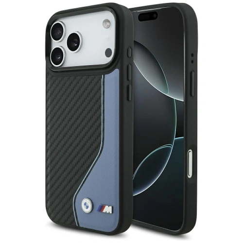 Etui BMW M Carbon Logo MagSafe do Apple iPhone 17 Pro Max niebieski