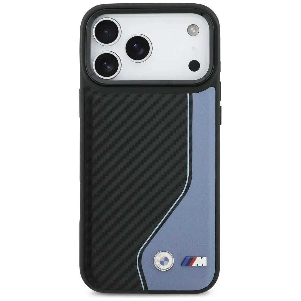 Etui BMW M Carbon Logo MagSafe do Apple iPhone 17 Pro Max niebieski