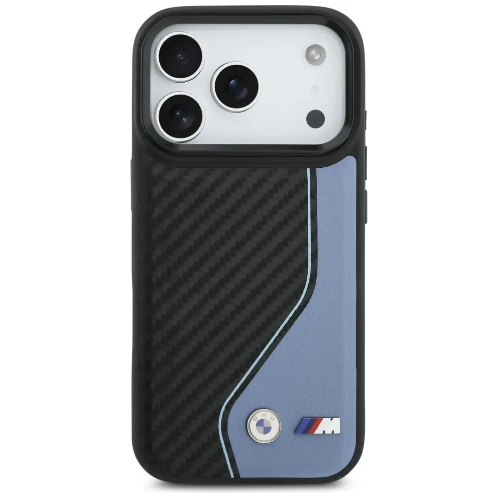 Etui BMW M Carbon Logo MagSafe do Apple iPhone 17 Pro niebieski