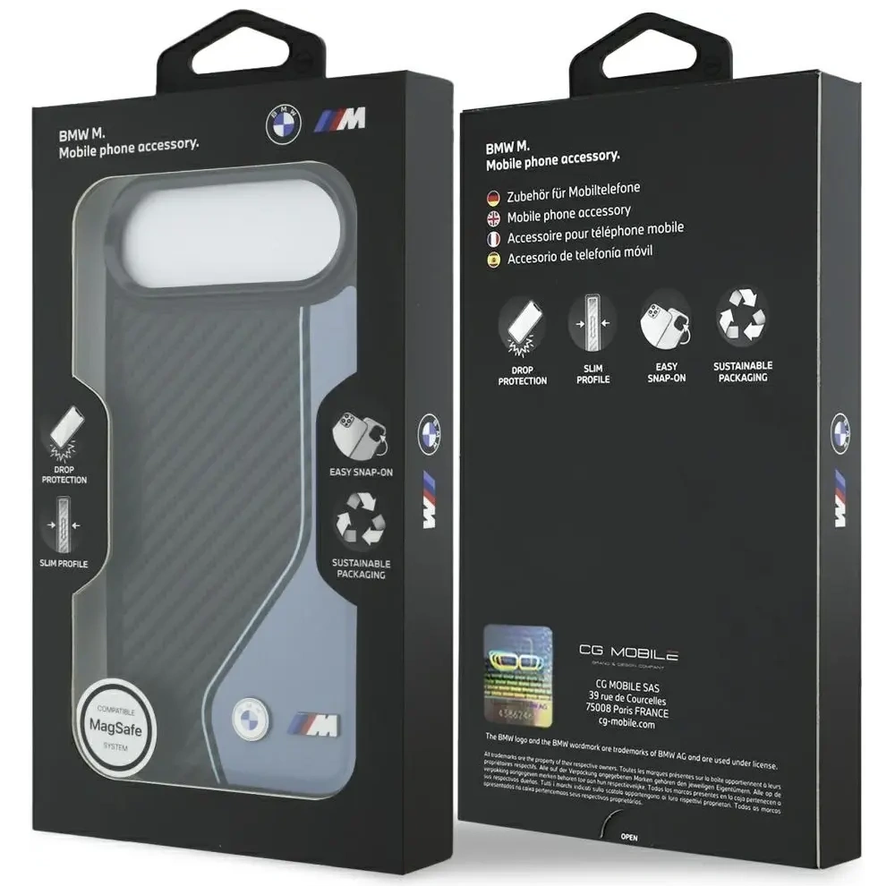Etui BMW M Carbon Logo MagSafe do Apple iPhone Air niebieski