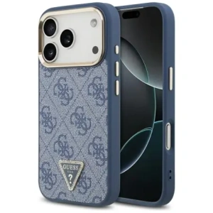 Etui Guess 4G Triangle Logo MagSafe do Apple iPhone 17 Pro niebieski złoty