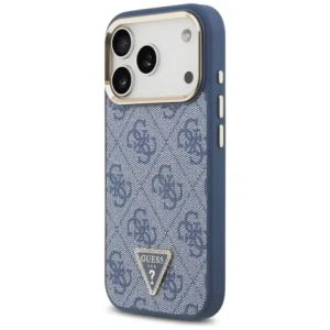 Etui Guess 4G Triangle Logo MagSafe do Apple iPhone 17 Pro niebieski złoty