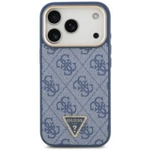 Etui Guess 4G Triangle Logo MagSafe do Apple iPhone 17 Pro niebieski złoty