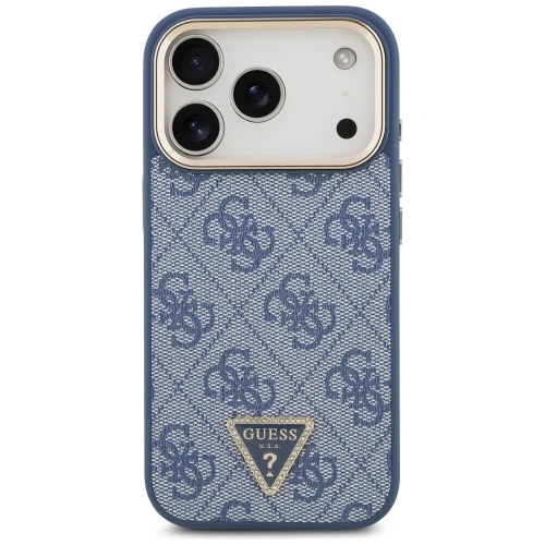 Etui Guess 4G Triangle Logo MagSafe do Apple iPhone 17 Pro niebieski złoty