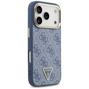 Etui Guess 4G Triangle Logo MagSafe do Apple iPhone 17 Pro niebieski złoty
