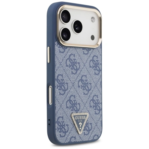 Etui Guess 4G Triangle Logo MagSafe do Apple iPhone 17 Pro niebieski złoty