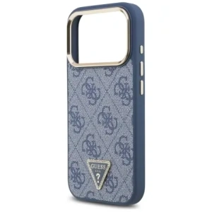 Etui Guess 4G Triangle Logo MagSafe do Apple iPhone 17 Pro niebieski złoty