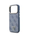 Etui Guess 4G Triangle Logo MagSafe do Apple iPhone 17 Pro niebieski złoty