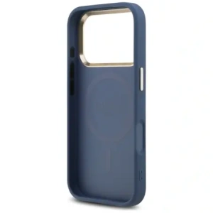 Etui Guess 4G Triangle Logo MagSafe do Apple iPhone 17 Pro niebieski złoty