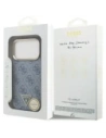 Etui Guess 4G Triangle Logo MagSafe do Apple iPhone 17 Pro niebieski złoty