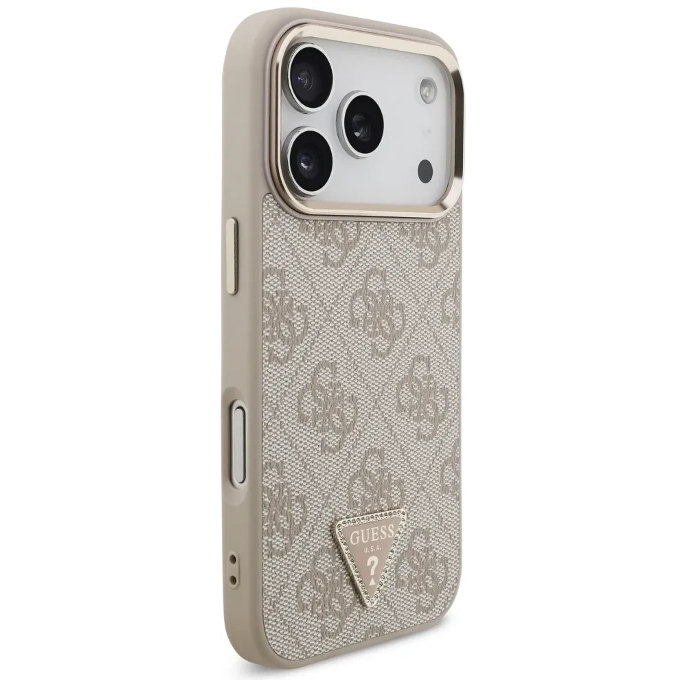 Etui Guess 4G Triangle Logo MagSafe do Apple iPhone 17 Pro różowy złoty