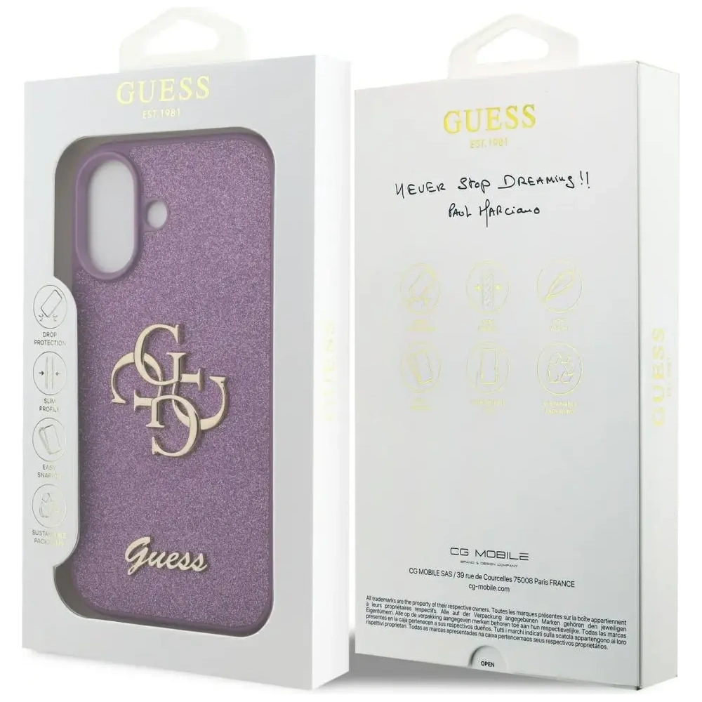 Etui Guess Fixed Glitter Big 4G do Apple iPhone 17 liliowy