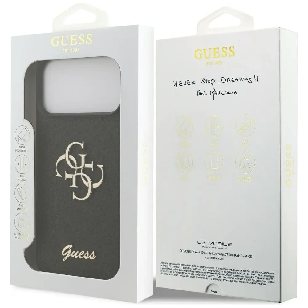 Etui Guess Fixed Glitter Big 4G do Apple iPhone 17 Pro Max czarny