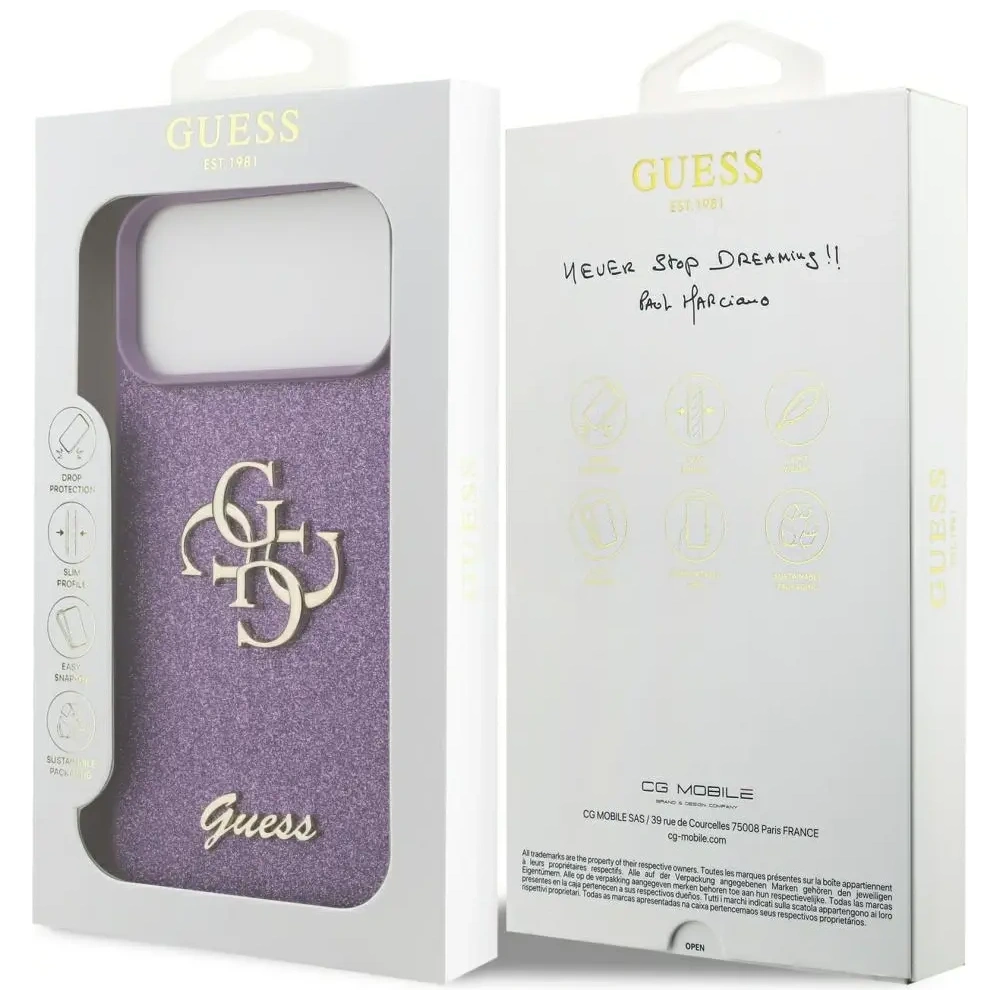 Etui Guess Fixed Glitter Big 4G do Apple iPhone 17 Pro Max liliowy