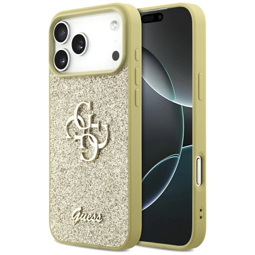 Etui Guess Fixed Glitter Big 4G do Apple iPhone 17 Pro Max złoty