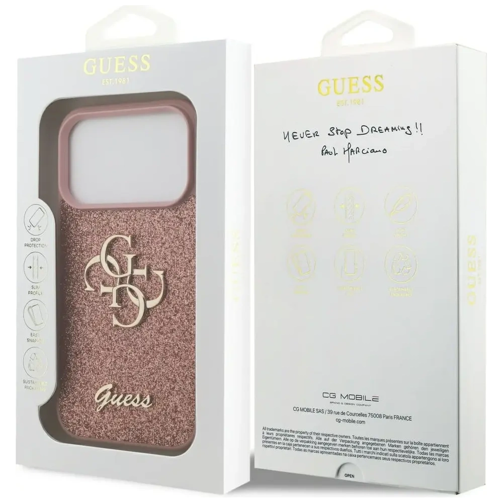 Etui Guess Fixed Glitter Big 4G do Apple iPhone 17 Pro różowy