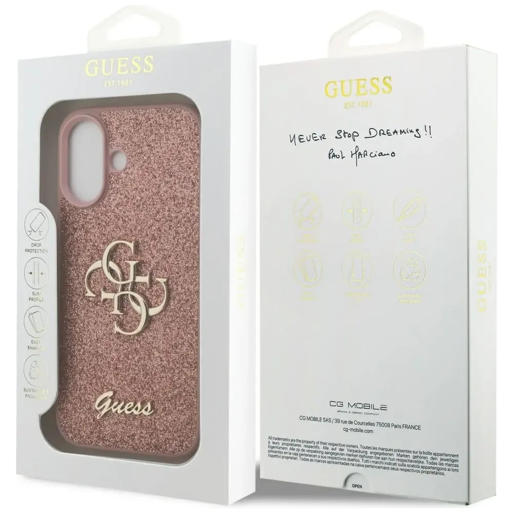 Etui Guess Fixed Glitter Big 4G do Apple iPhone 17 różowy