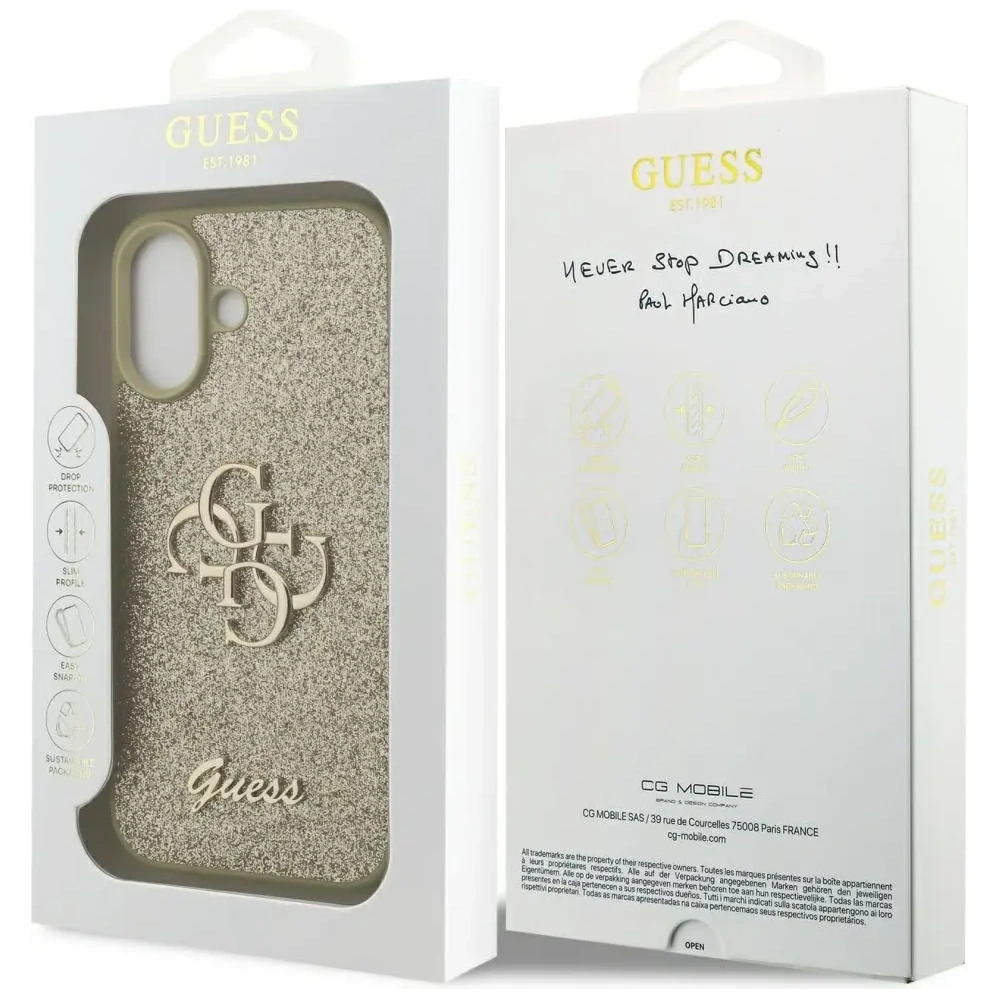 Etui Guess Fixed Glitter Big 4G do Apple iPhone 17 złoty