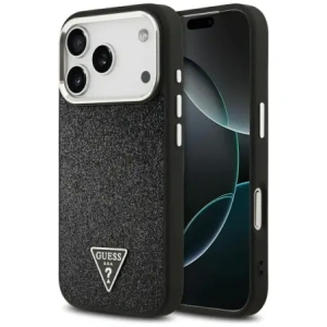 Etui Guess Glitter Triangle Logo MagSafe do Apple iPhone 17 Pro czarny