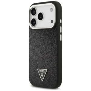Etui Guess Glitter Triangle Logo MagSafe do Apple iPhone 17 Pro czarny
