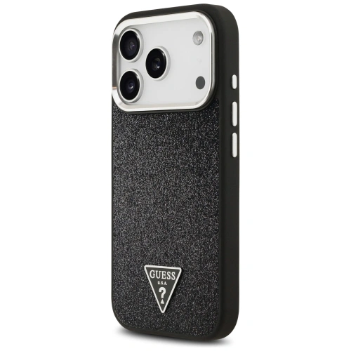 Etui Guess Glitter Triangle Logo MagSafe do Apple iPhone 17 Pro czarny