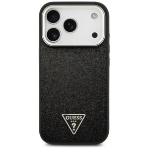Etui Guess Glitter Triangle Logo MagSafe do Apple iPhone 17 Pro czarny