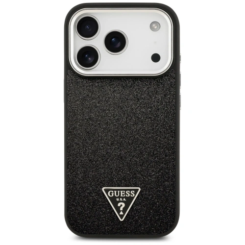 Etui Guess Glitter Triangle Logo MagSafe do Apple iPhone 17 Pro czarny