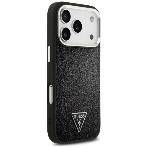 Etui Guess Glitter Triangle Logo MagSafe do Apple iPhone 17 Pro czarny
