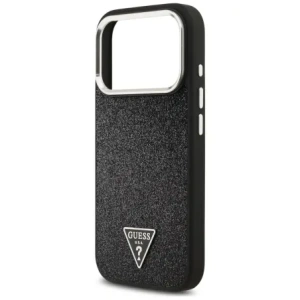 Etui Guess Glitter Triangle Logo MagSafe do Apple iPhone 17 Pro czarny
