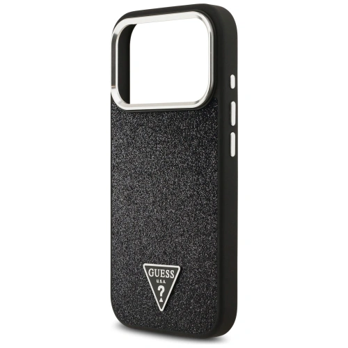 Etui Guess Glitter Triangle Logo MagSafe do Apple iPhone 17 Pro czarny