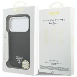 Etui Guess Glitter Triangle Logo MagSafe do Apple iPhone 17 Pro czarny