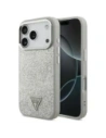 Etui Guess Glitter Triangle Logo MagSafe do Apple iPhone 17 Pro srebrny