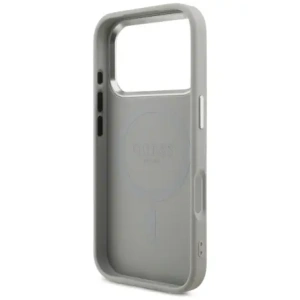 Etui Guess Glitter Triangle Logo MagSafe do Apple iPhone 17 Pro srebrny