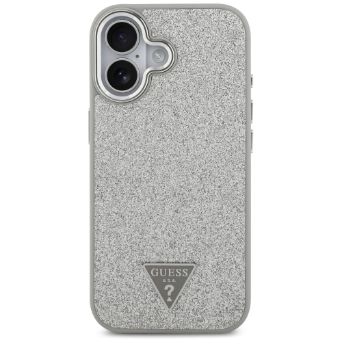 Etui Guess Glitter Triangle Logo MagSafe do Apple iPhone 17 srebrny