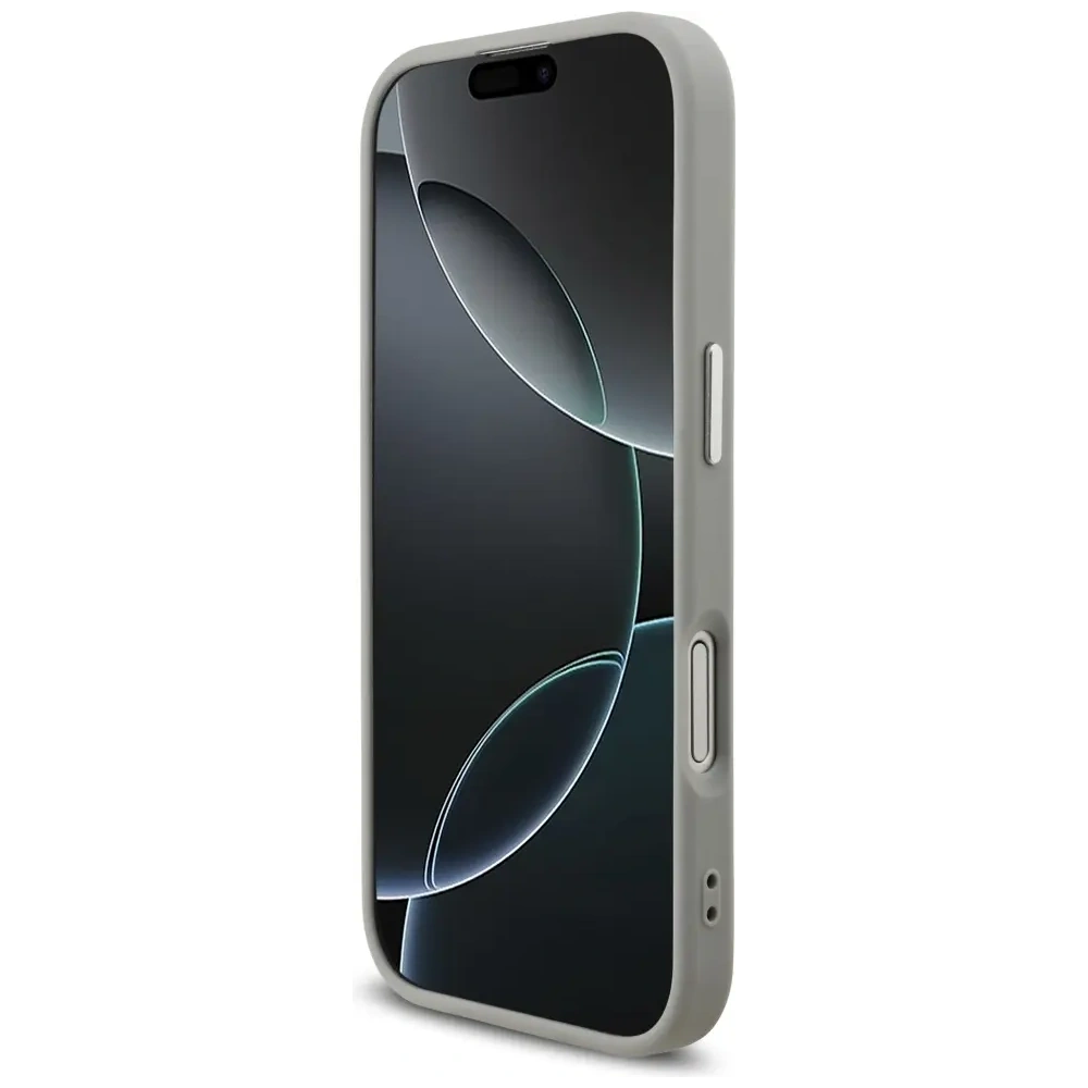 Etui Guess Glitter Triangle Logo MagSafe do Apple iPhone 17 srebrny