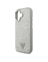 Etui Guess Glitter Triangle Logo MagSafe do Apple iPhone 17 srebrny