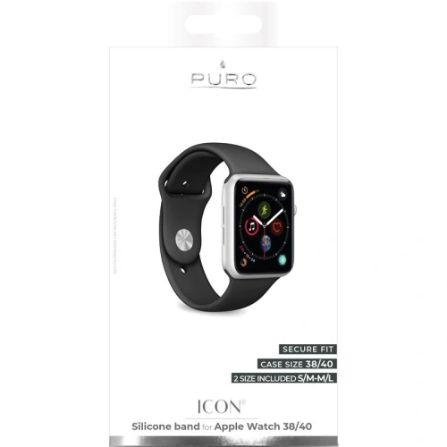 Kup Rugalmas PURO ICON Band Apple Watch 4/5/6/7/SE/8/9/10 40/41/42mm (S/M & M/L) (fekete) - PUR081CL - {ean13} - Sklep Home Screen