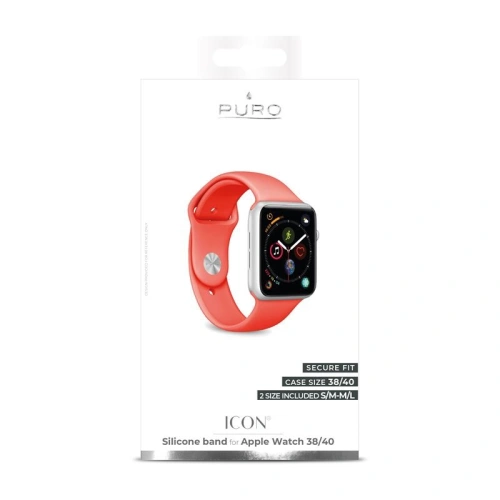 Kup Elastický pásek PURO ICON Band Apple Watch 4/5/6/7/SE/8/9/10 40/41/42mm (S/M & M/L) (Living Coral) - PUR082LIVCOR - {ean13} - Sklep Home Screen