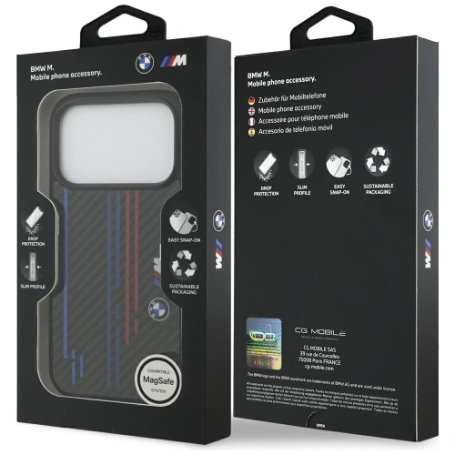Etui BMW M Kevlar Lines & Logo MagSafe do Apple iPhone 17 Pro czarny