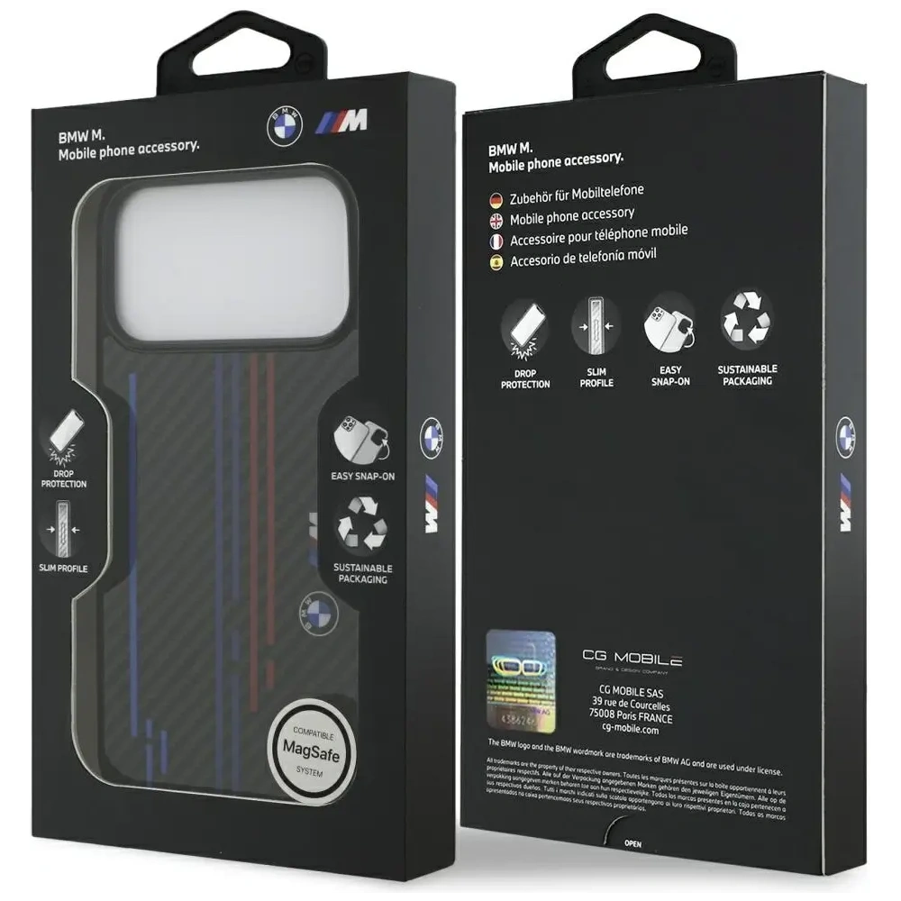 Etui BMW M Kevlar Lines & Logo MagSafe do Apple iPhone 17 Pro Max czarny
